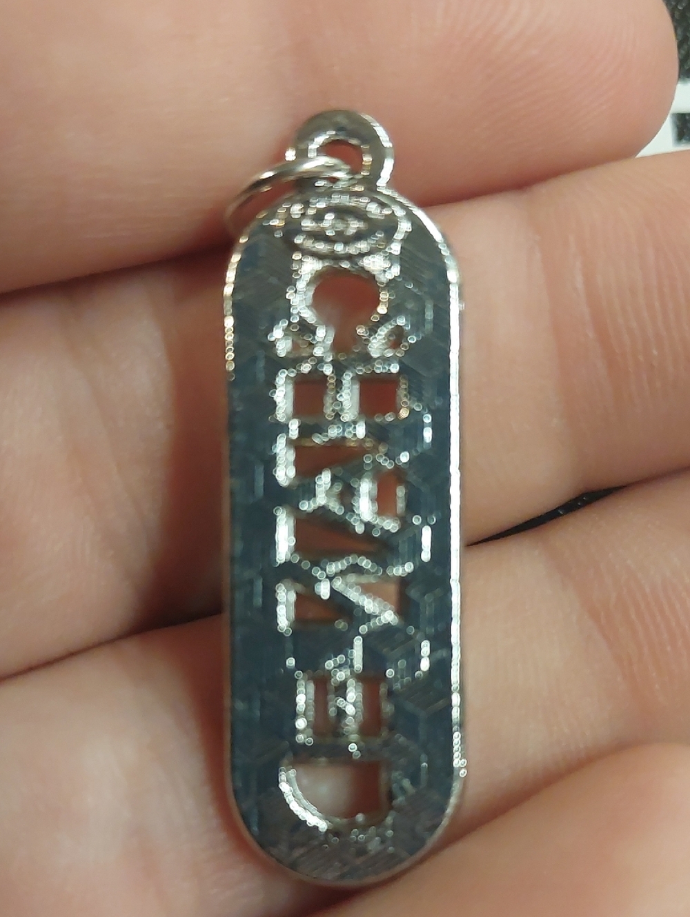 CC Silver Crystal Logo Long Pendant - Picture 2 of 2